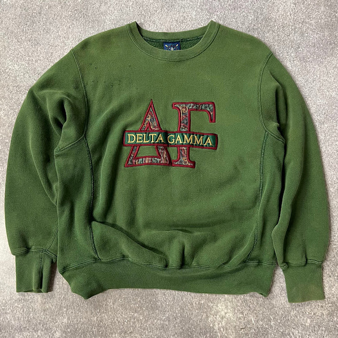 90s Orrsman Preppy Delta Gamma Embroidered Crewneck Sweatshirt M