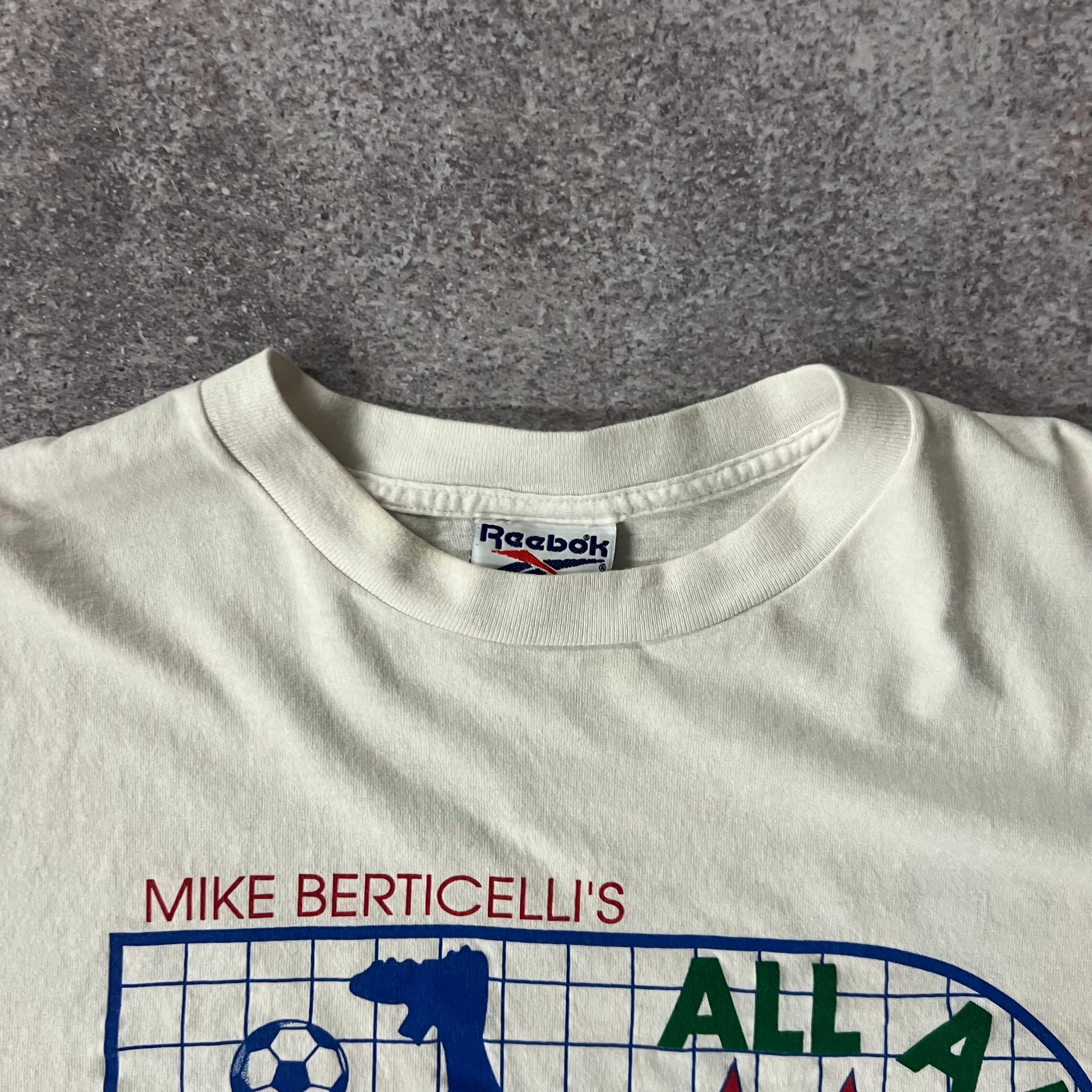 90s Soccer Mike Berticelli's All American Soccer School Reebok All Over Print Tee XL