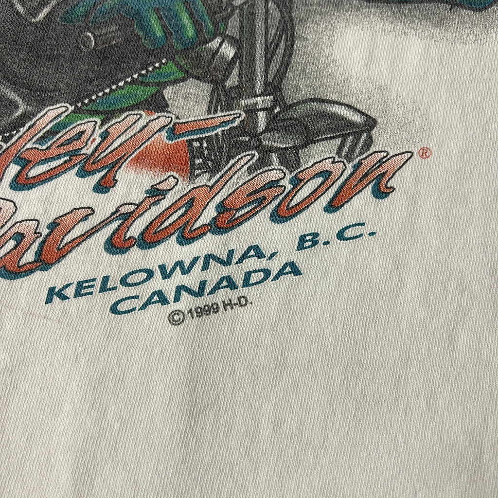 90s Harley Davidson Kelowna, Canada White Back Graphic Tee L