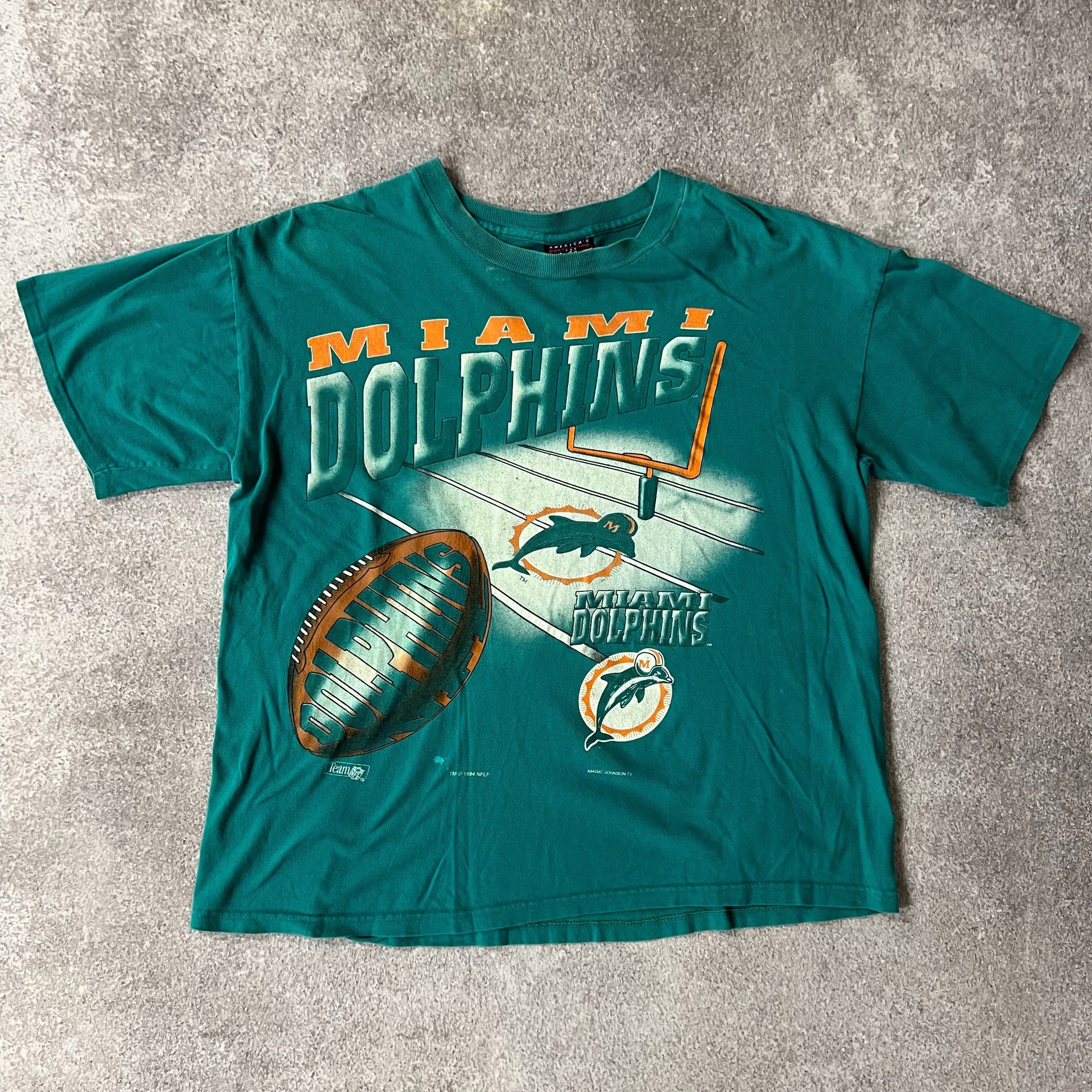 90s Miami Dolphins Magic Johnson T's Big Logo Tee XL