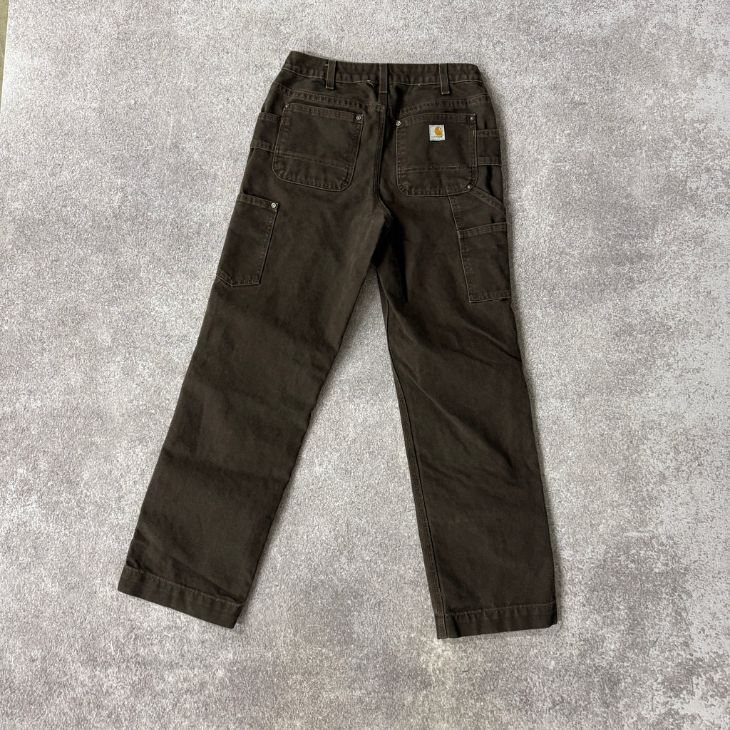 2010s Carhartt Double Knee Brown Relaxed Workwear Pants Size 2