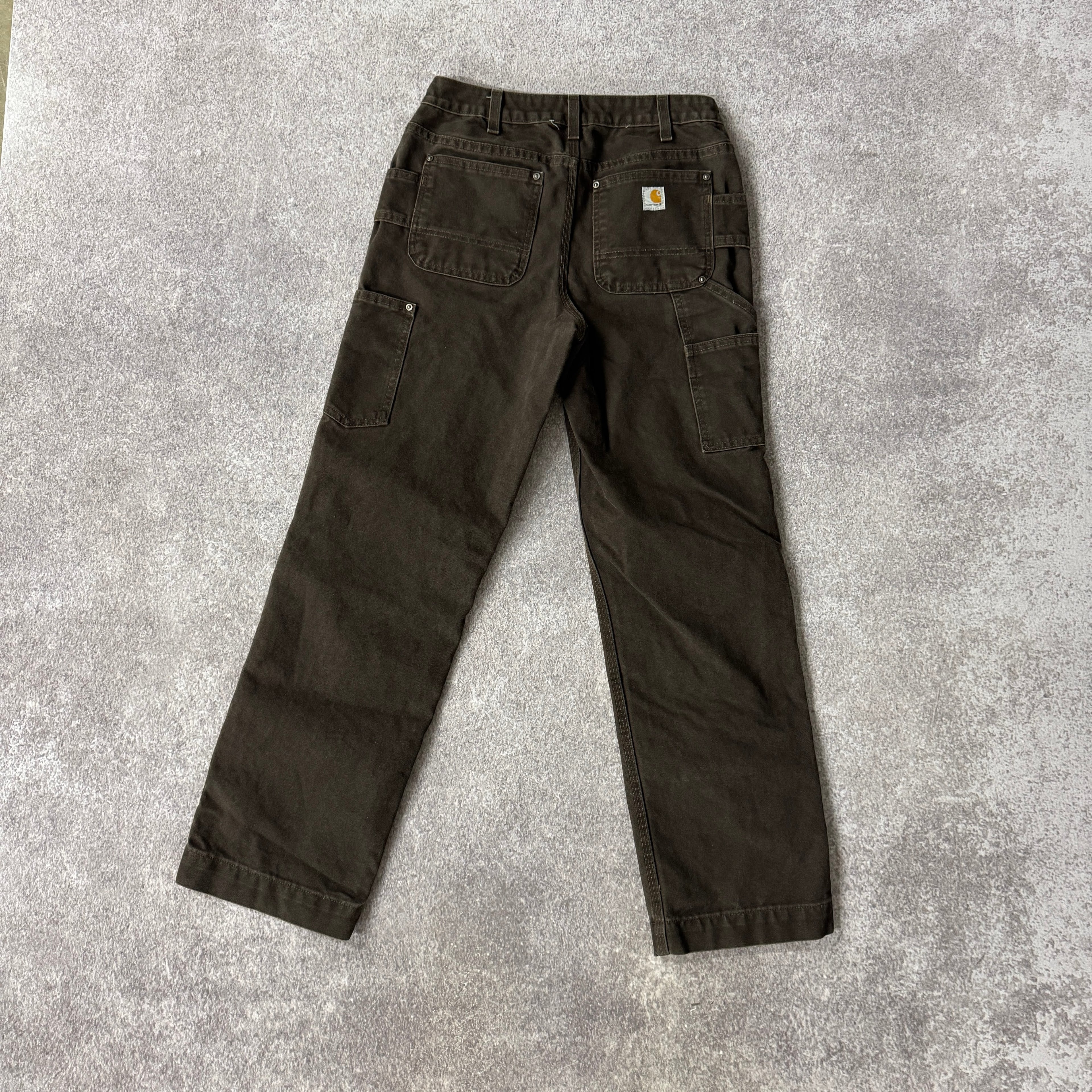 2010s Carhartt Double Knee Brown Relaxed Workwear Pants Size 2