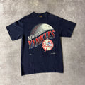 90s New York Yankees Nutmeg Mills Cracked Print Tee L