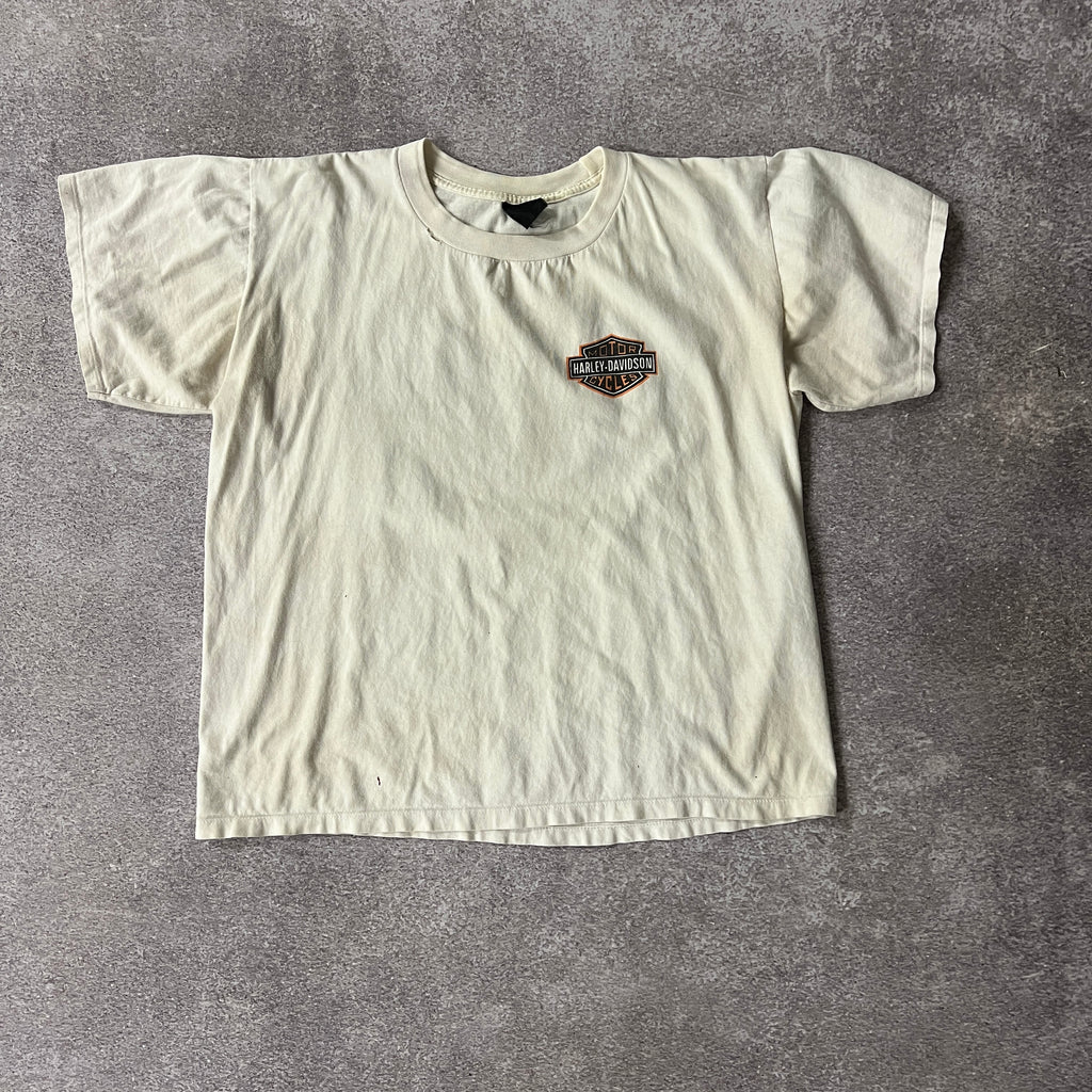 2010s Cancun, Mexico White Distressed Tee L