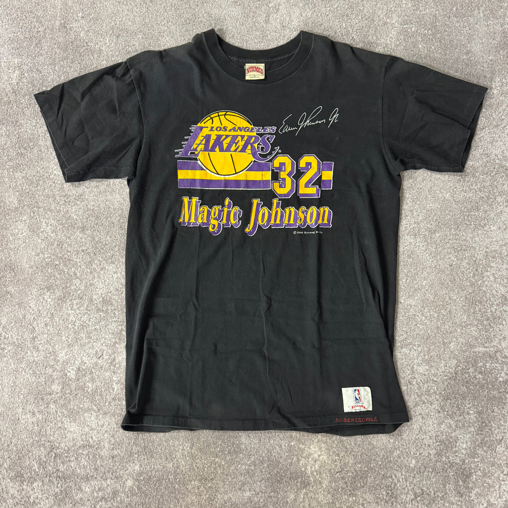 80s Los Angeles Lakers Nutmeg Mills All Over Print Tee XL