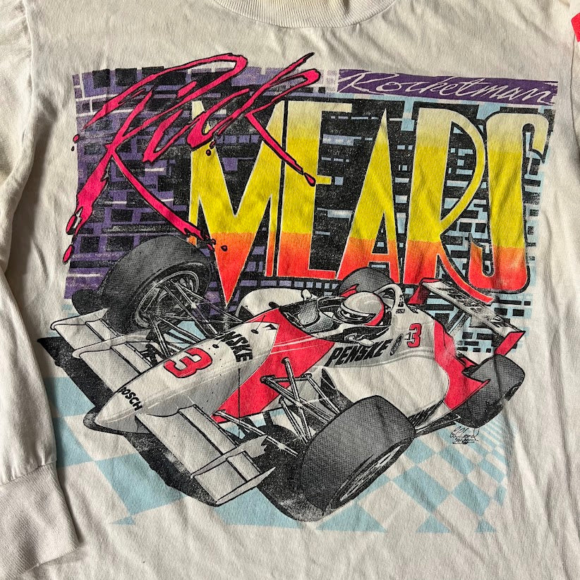 90s Rick Mears Racing Single Stitch Big Logo Long Sleeve Tee M