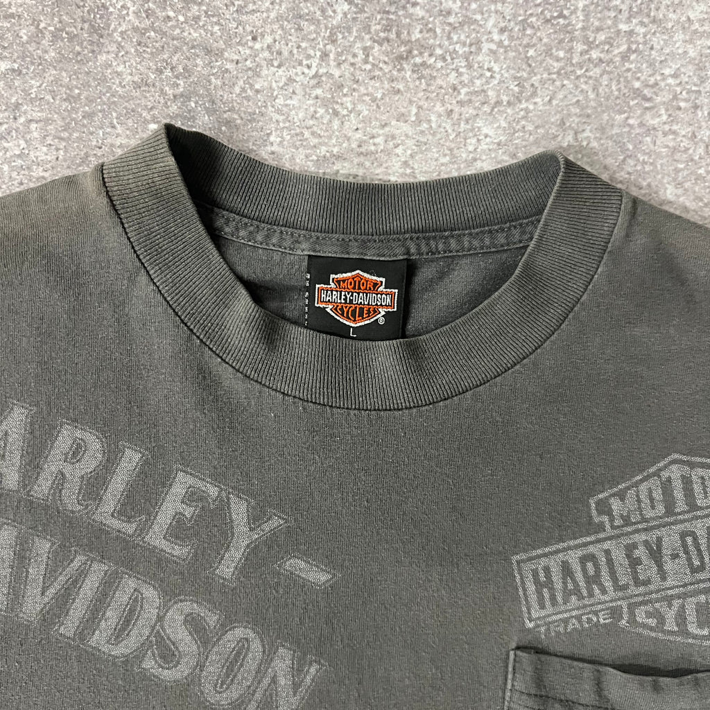 Y2K Harley Davidson Gray Worn In Tee L