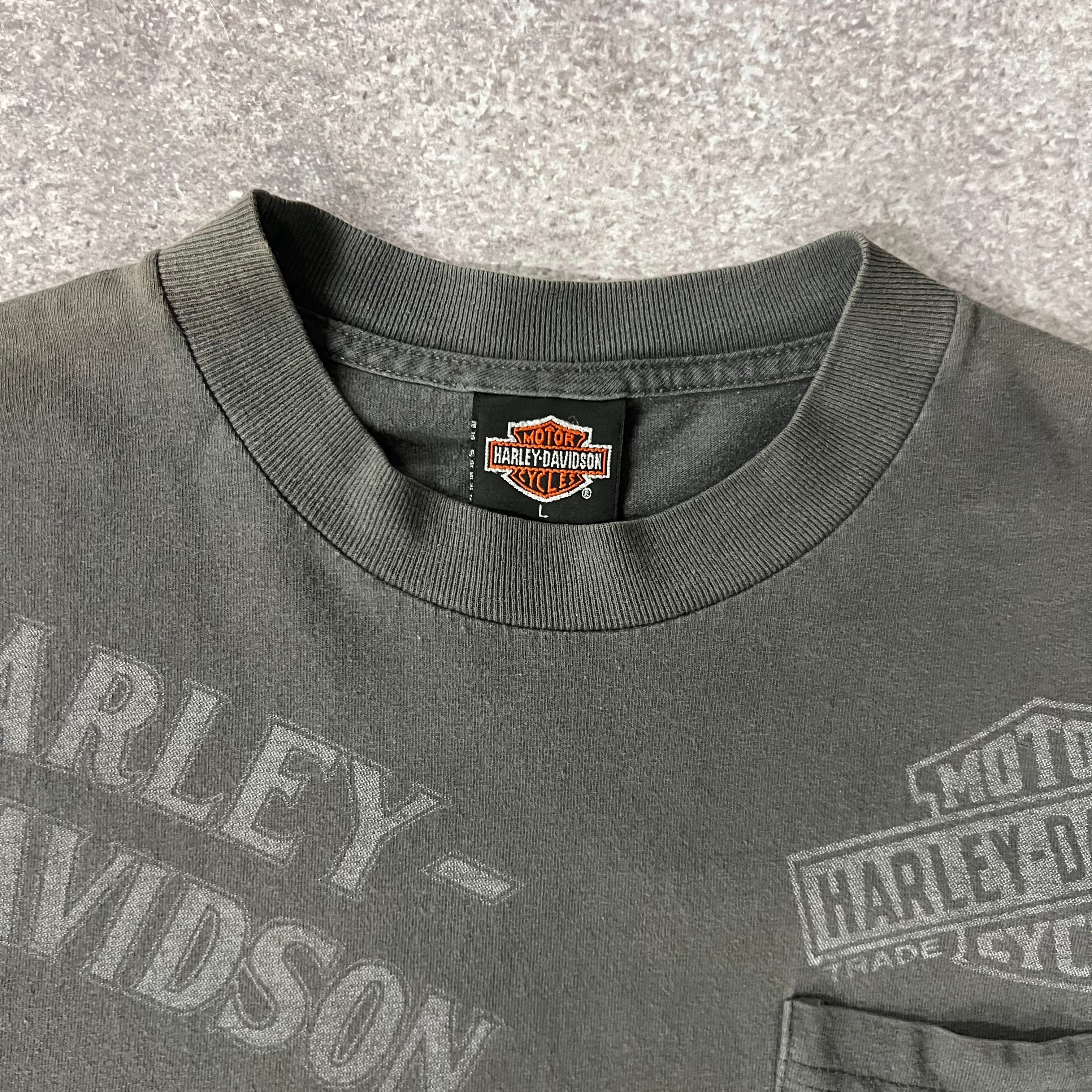 Y2K Harley Davidson Gray Worn In Tee L