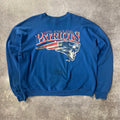 90s New England Patriots NFL Big Logo Distressed Cracked Print Crewneck XL