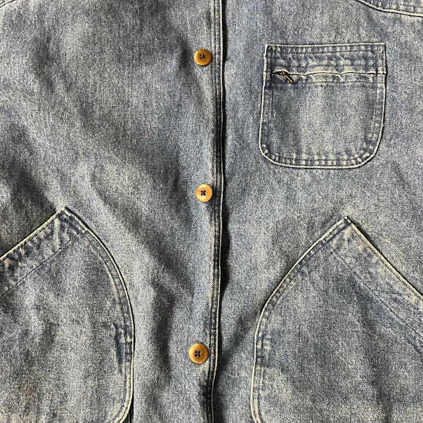 VTG 90s LL Bean Denim Barn Coat Jacket Corduroy Collar Workwear Mens XXL