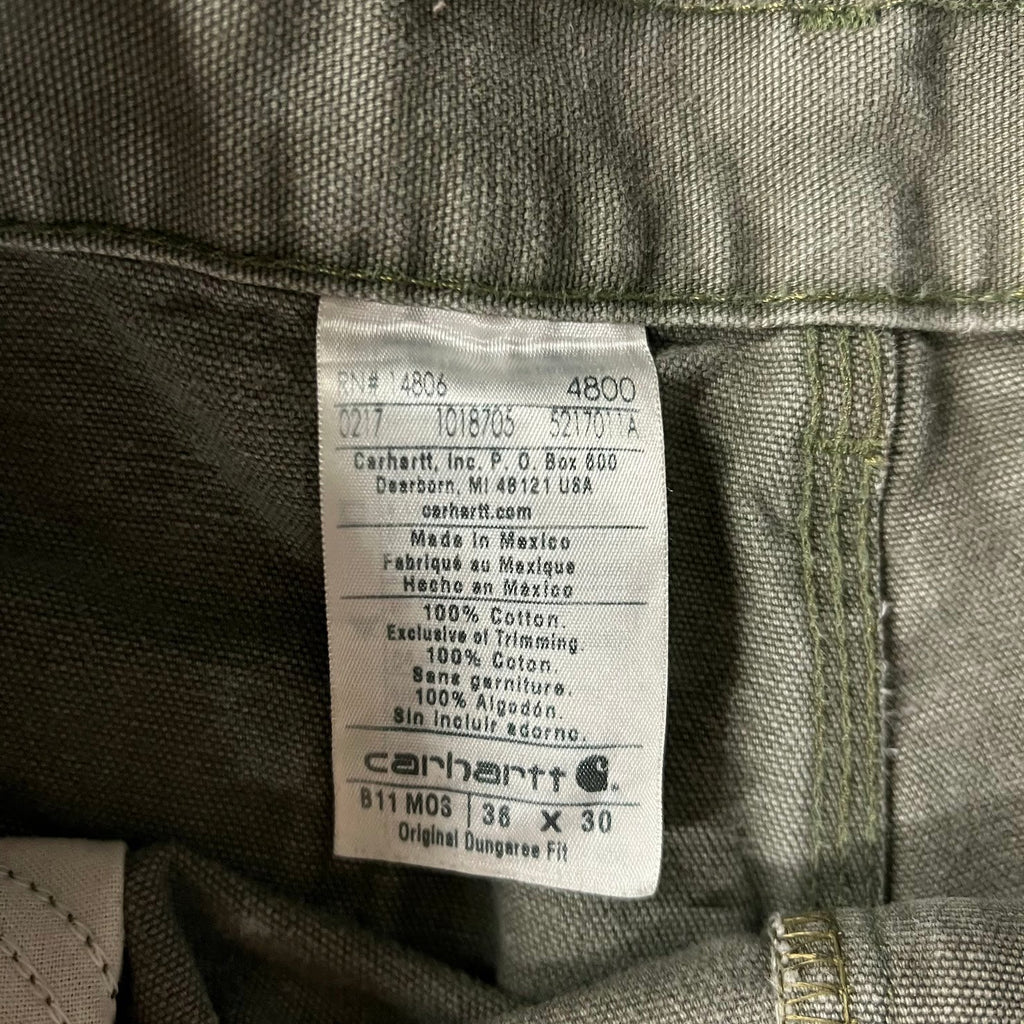 Modern Carhartt Workwear Faded Distressed Green Pants 36x30