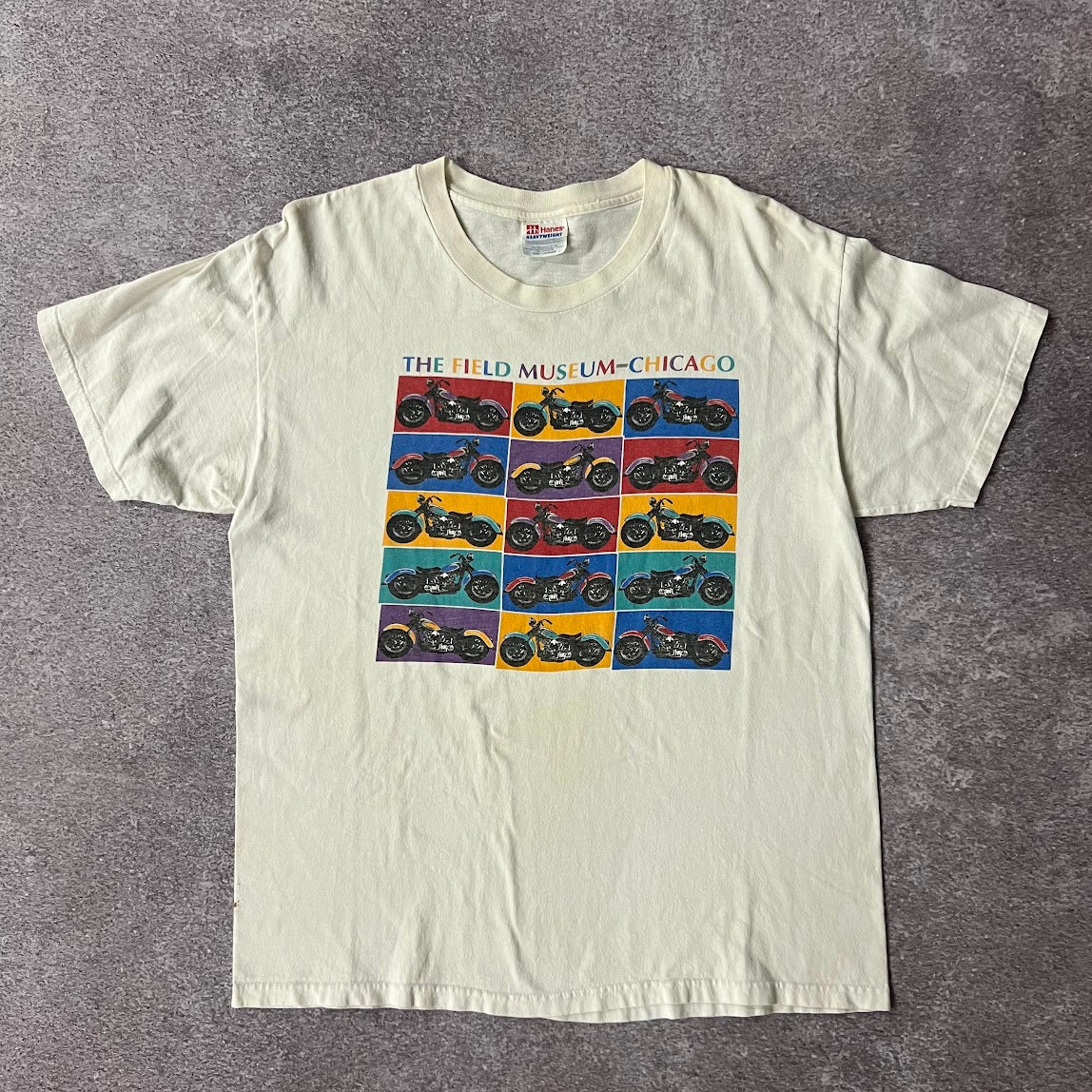 90s Hanes Cream Big Logo Tee L