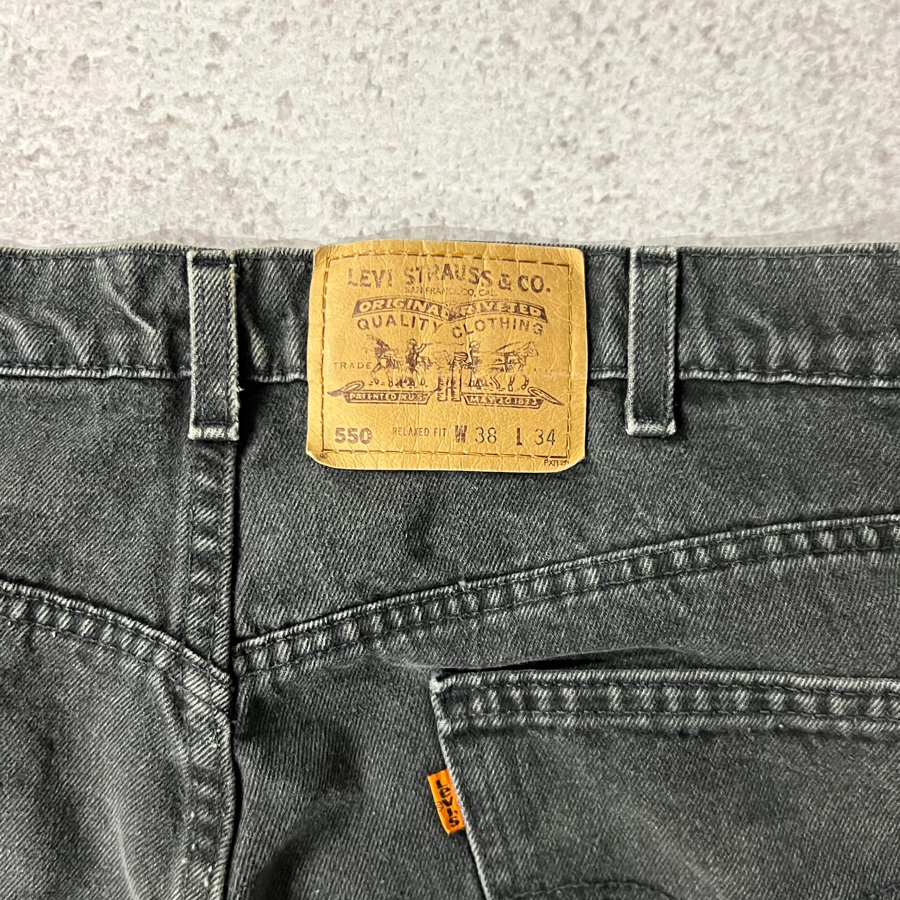 90s Levi's Orange Tab Black Distressed Jeans 38W x 34L