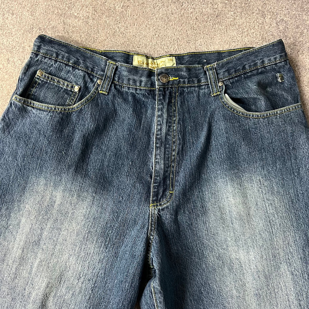 Y2K Brooklyn Xpress Faded Distressed Vintage Streetwear Jeans 38x32