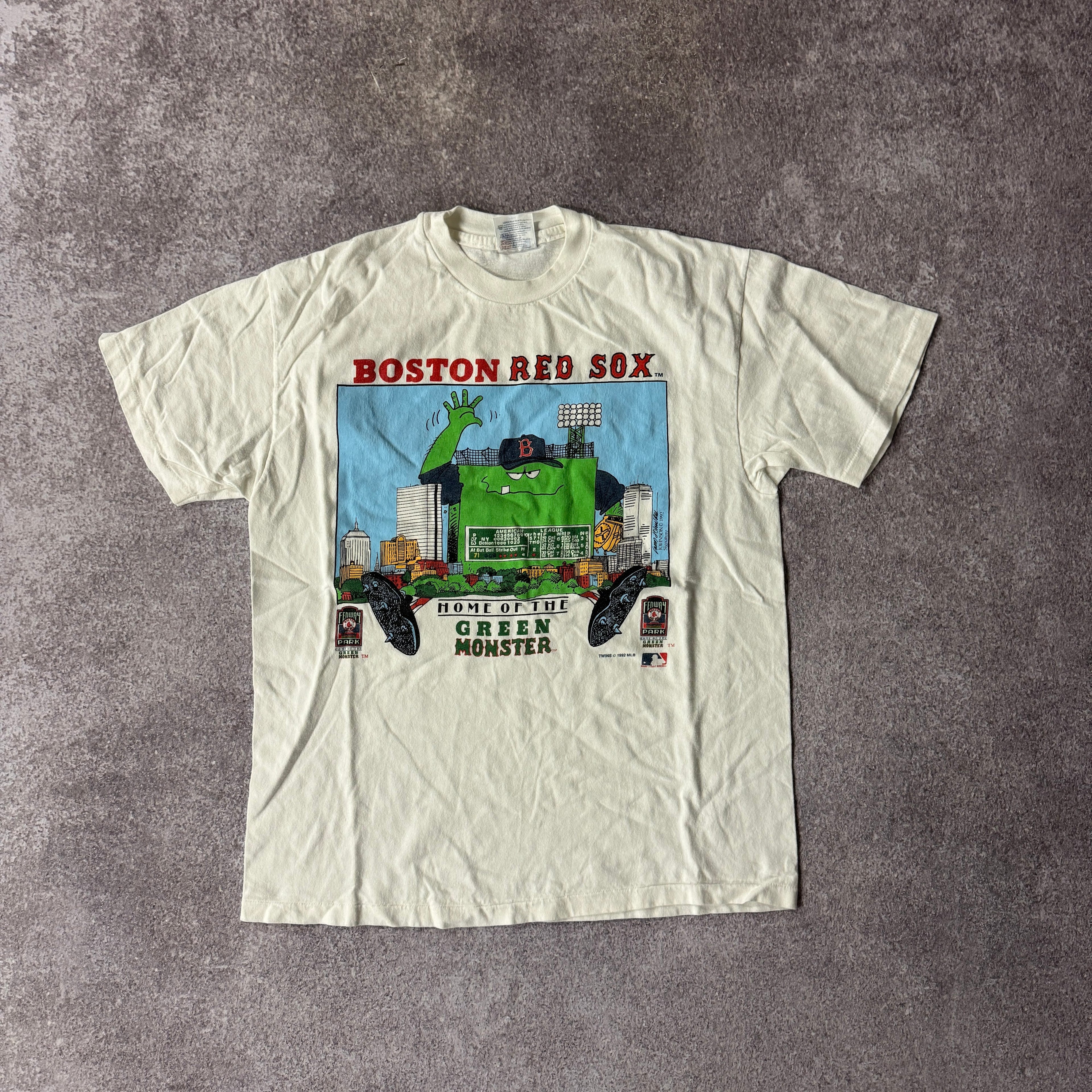 90s Boston Red Sox Home Of The Green Monster Big Logo Tee L