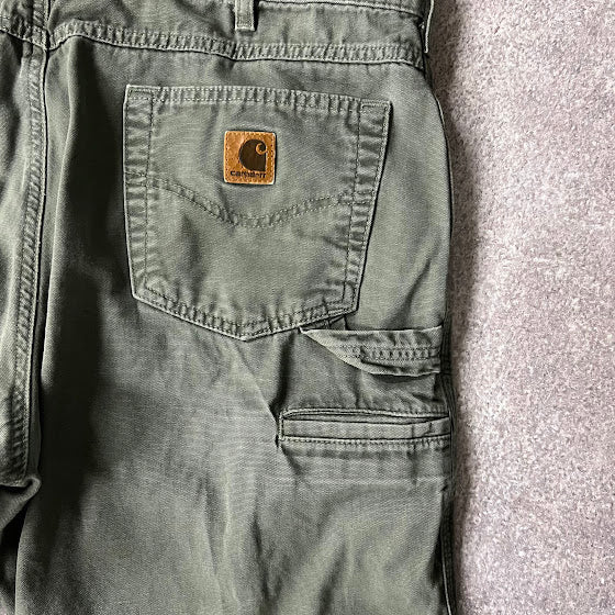 2010s Carhartt Workwear Faded Loose Green Vintage Pants 36x32