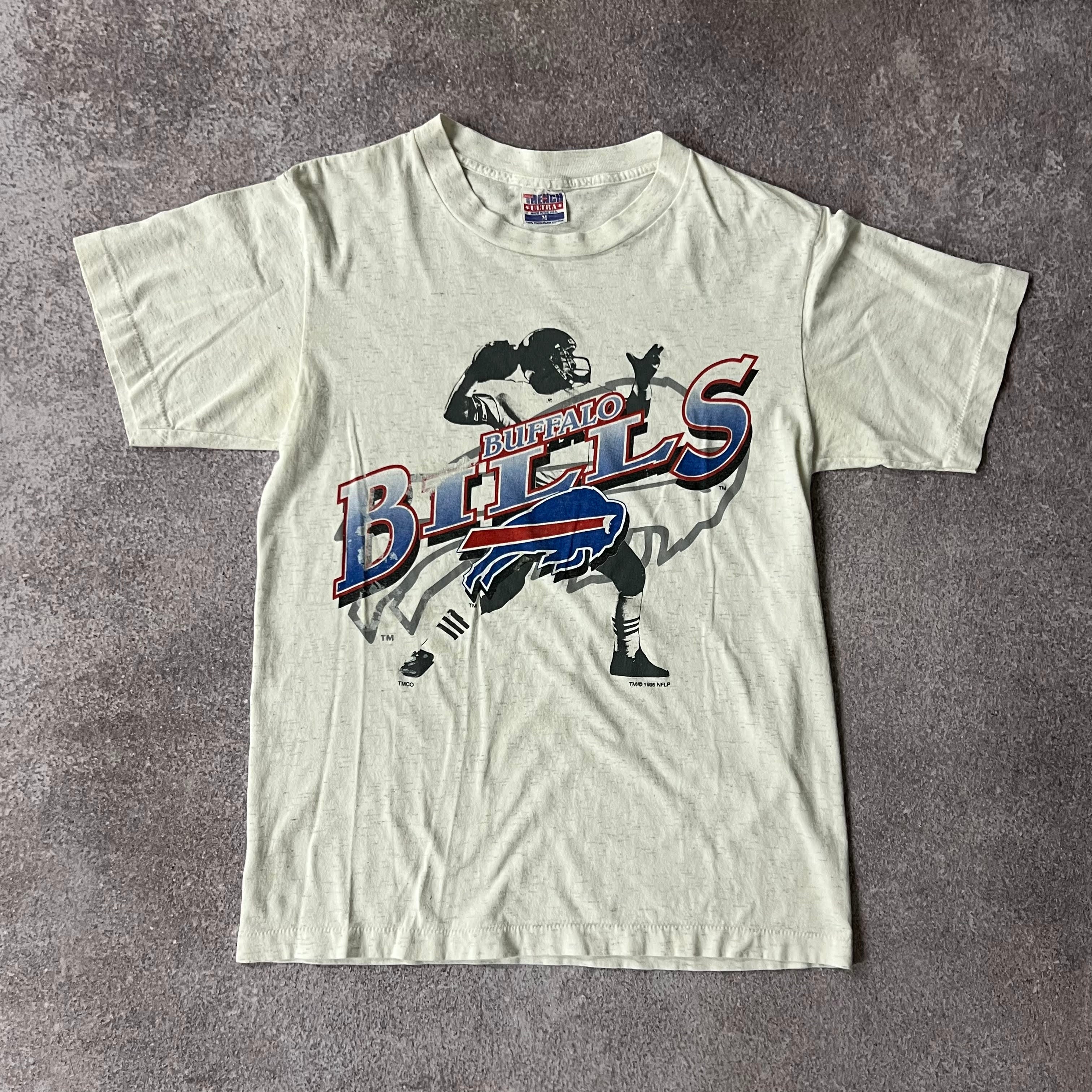 90s Buffalo Bills Trench Big Logo Single Stitch Tee M