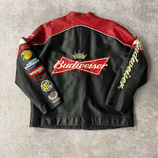 Y2K Dale Jr NASCAR Chase Authentics Embroidered Leather Puffer Jacket XL