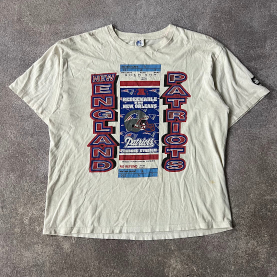 Y2K New England Patriots NFL Starter Big Logo Cracked Print Tee XL