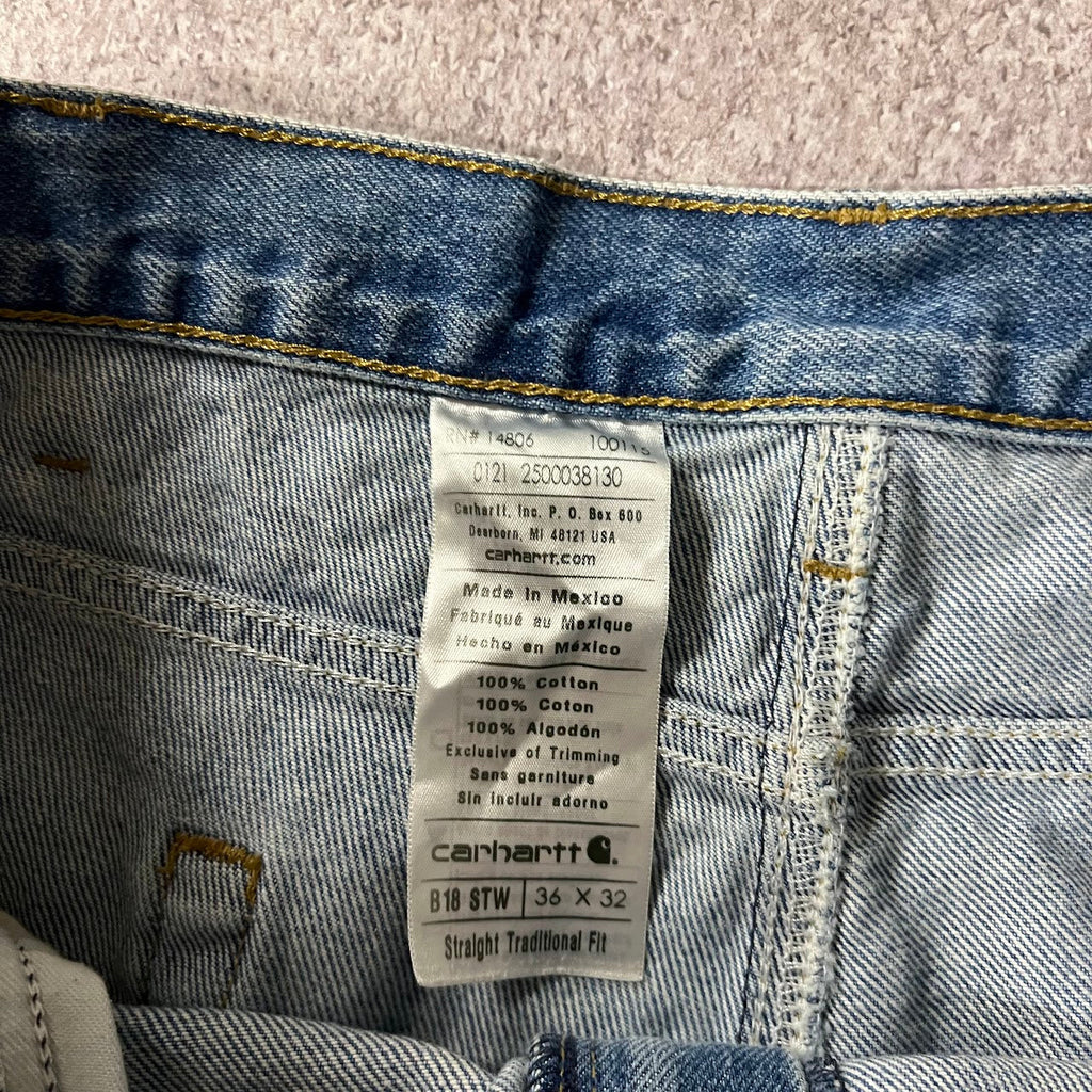 Modern Carhartt Workwear Faded Regular Blue Vintage Pants 36x32