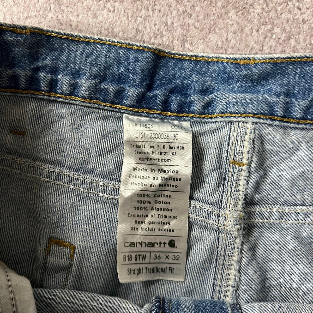 Modern Carhartt Workwear Faded Regular Blue Vintage Pants 36x32