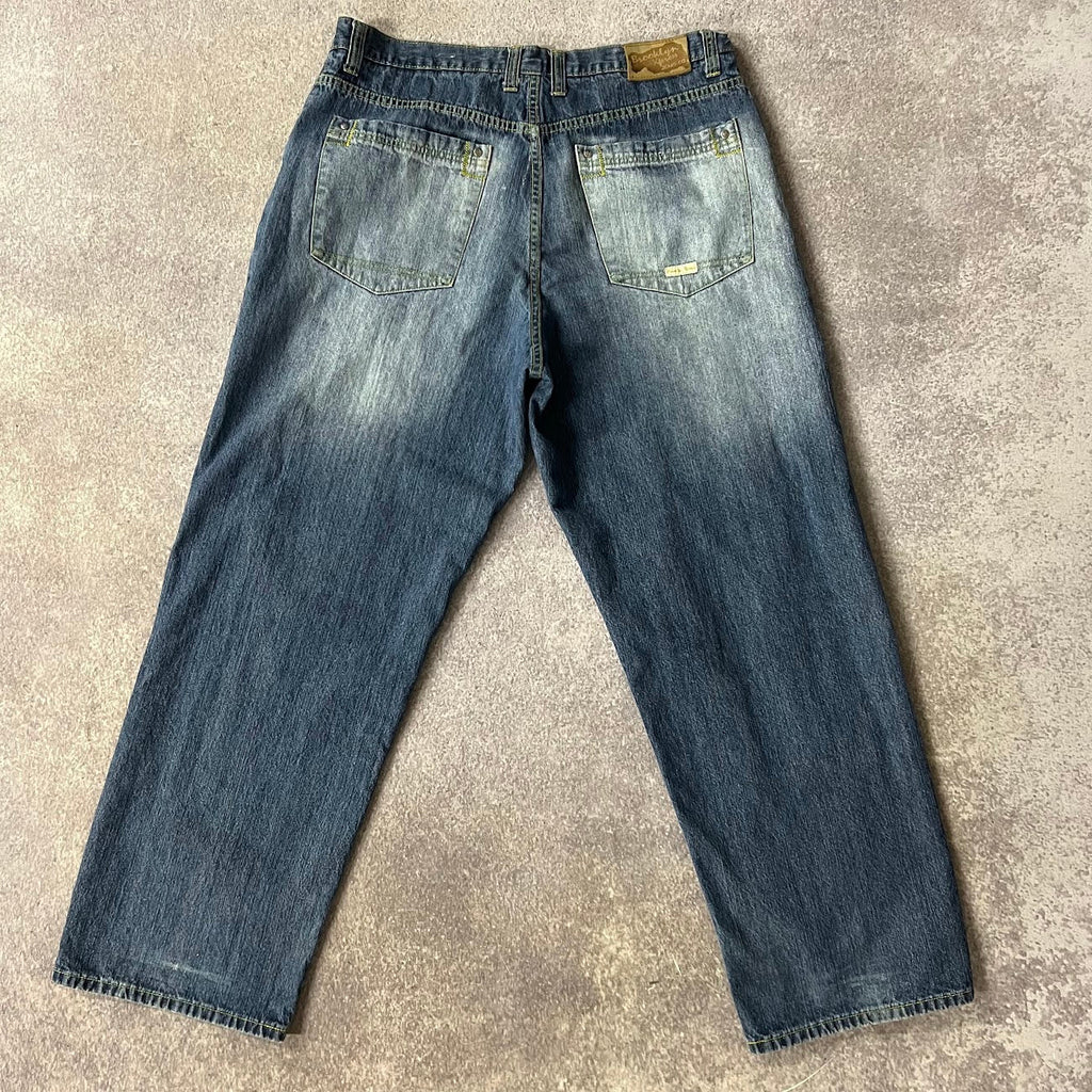 Y2K Brooklyn Xpress Faded Distressed Vintage Streetwear Jeans 38x32