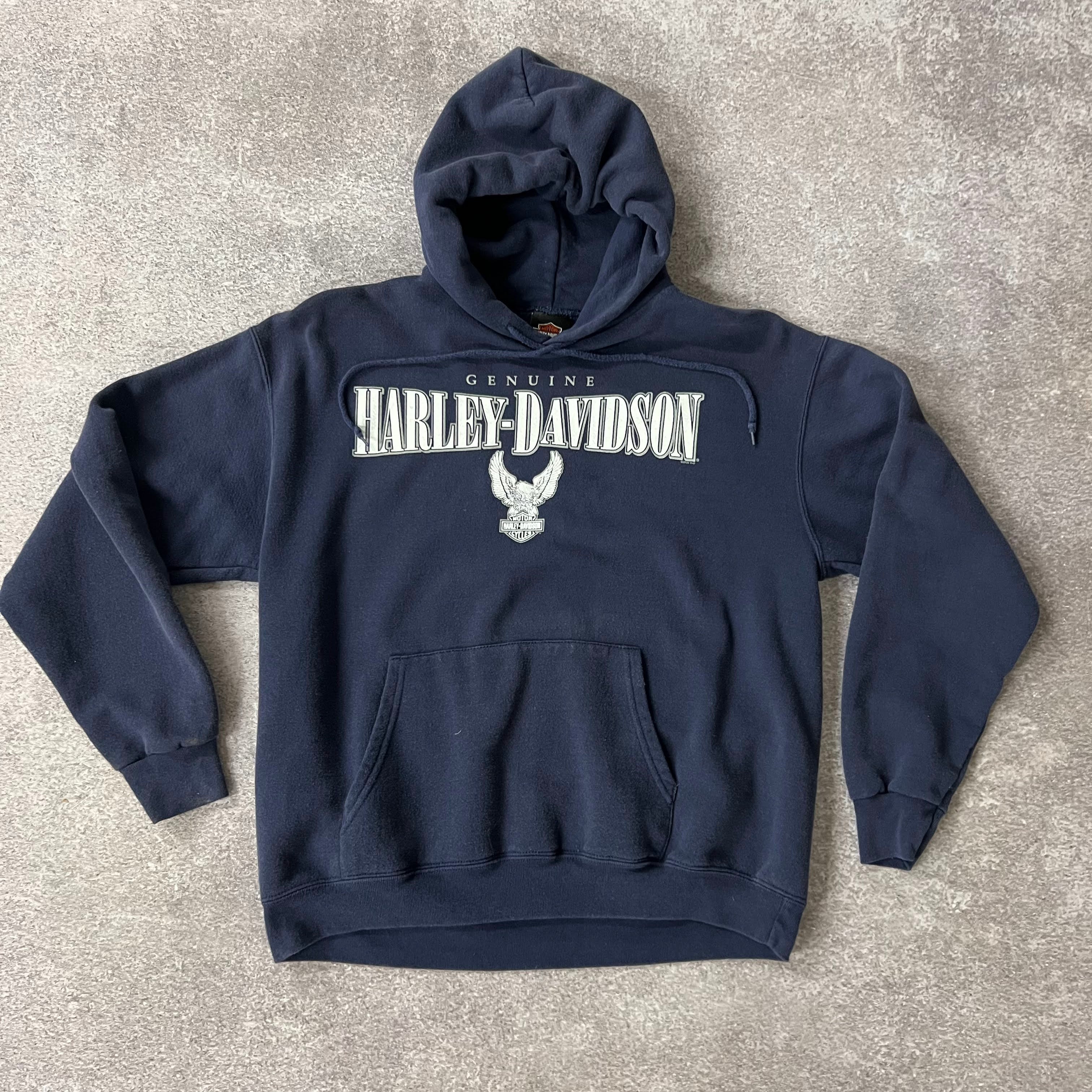 Y2K Harley Davidson Portland, Maine Blue Worn In Hoodie M