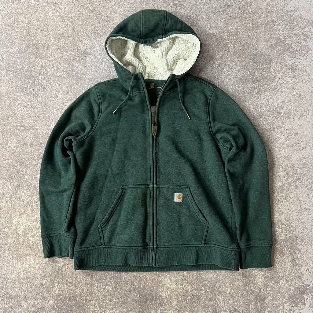 2010s Carhartt Women's Sherpa Lined Workwear Faded Green Jacket