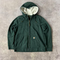 2010s Carhartt Women's Sherpa Lined Workwear Faded Green Jacket