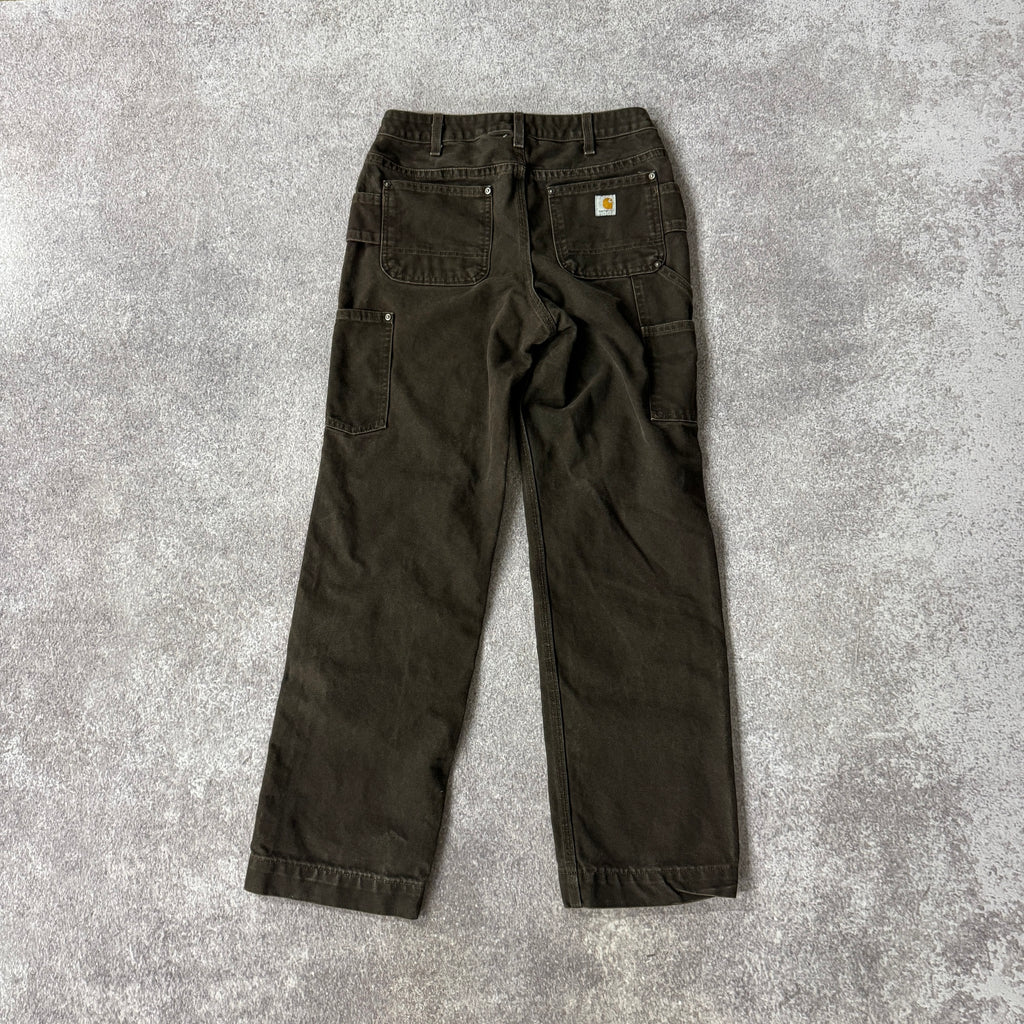 2010s Carhartt Carpenter/Double Knee Brown Workwear Pants Size 2