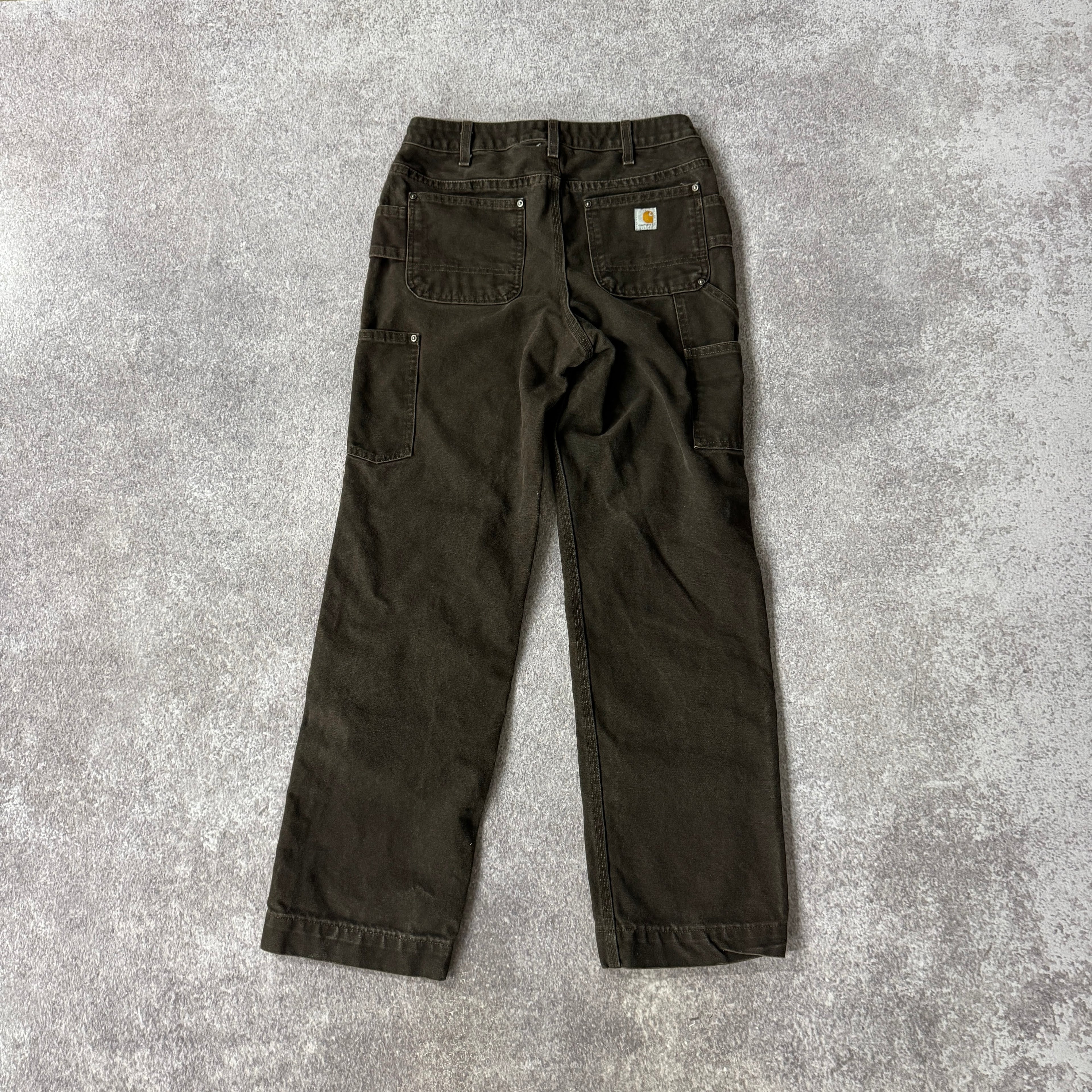 2010s Carhartt Carpenter/Double Knee Brown Workwear Pants Size 2