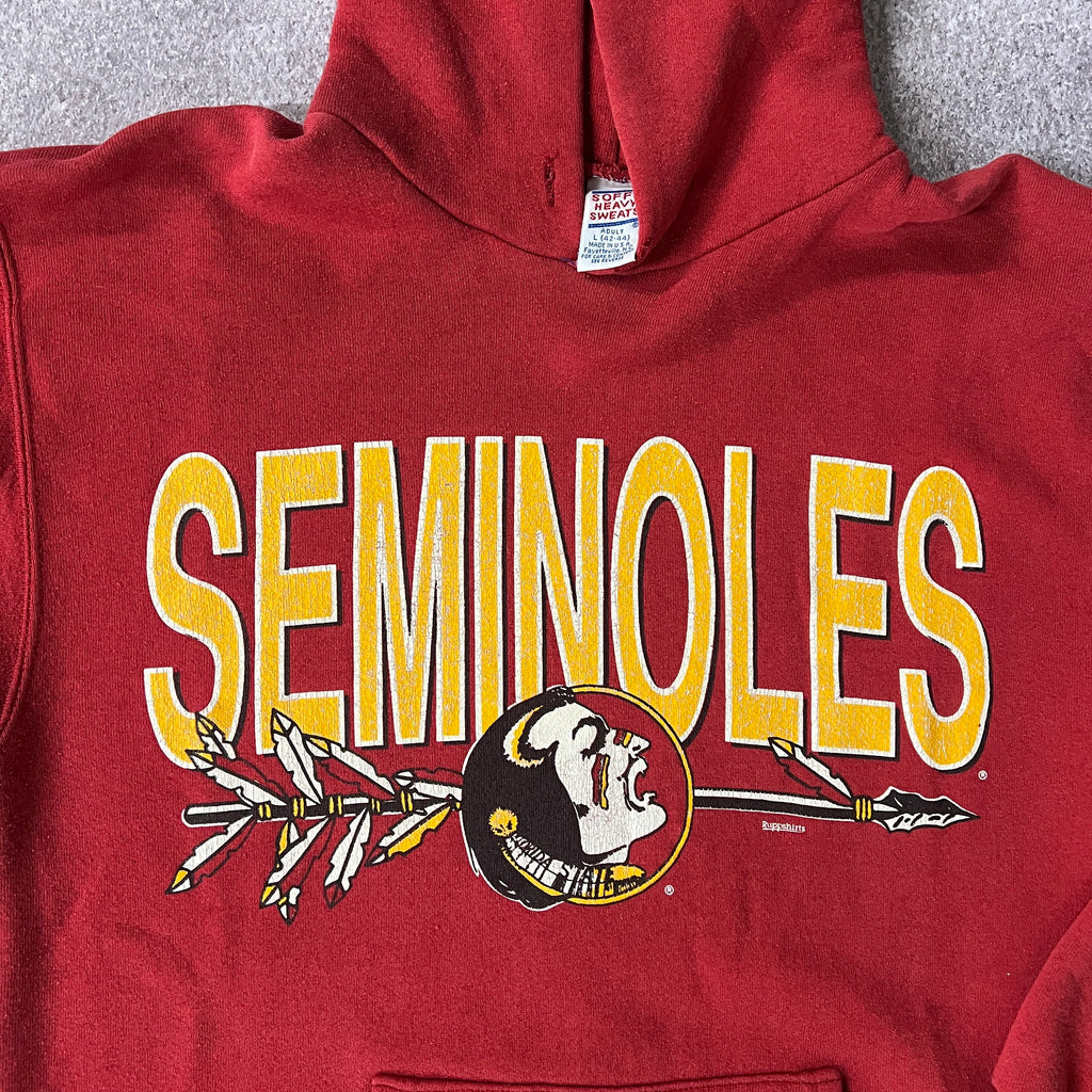 90s Soffe Heavy Sweats Red Big Logo Hoodie L