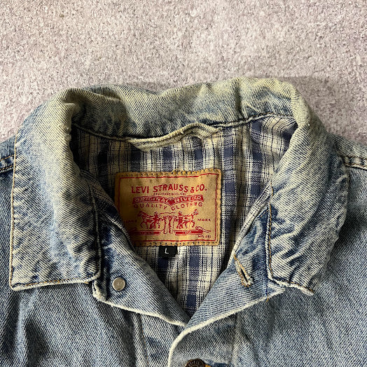 80s Levi's Blanket Lined Distressed Workwear Vintage Blue Jacket L