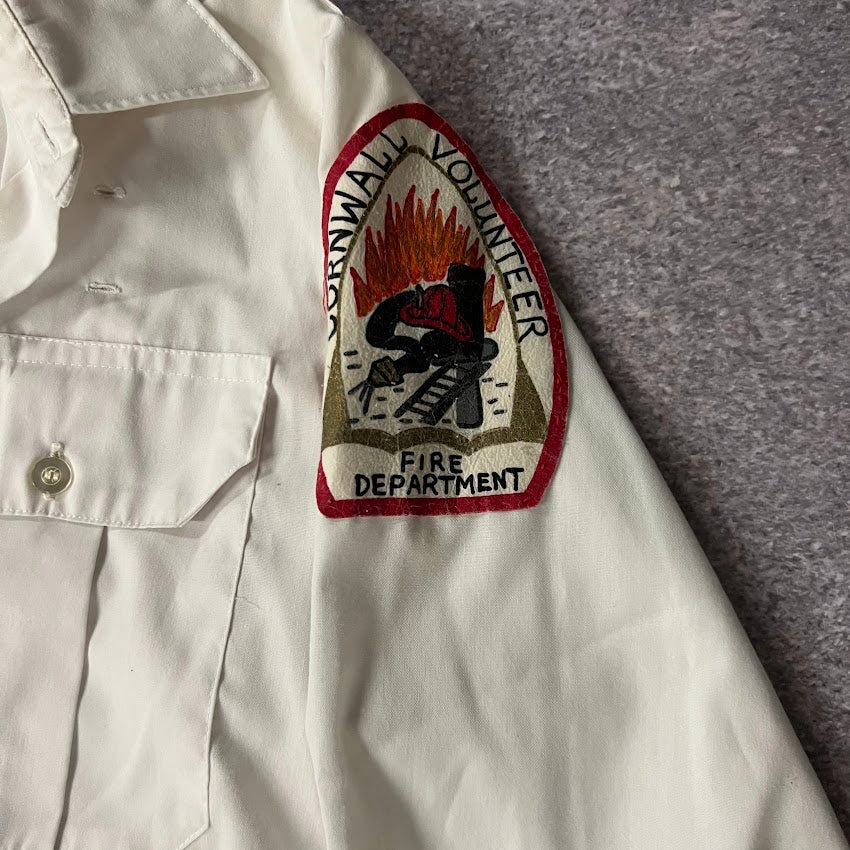 70s Cornwall Volunteer Fire Department Russell Vintage Button Down M