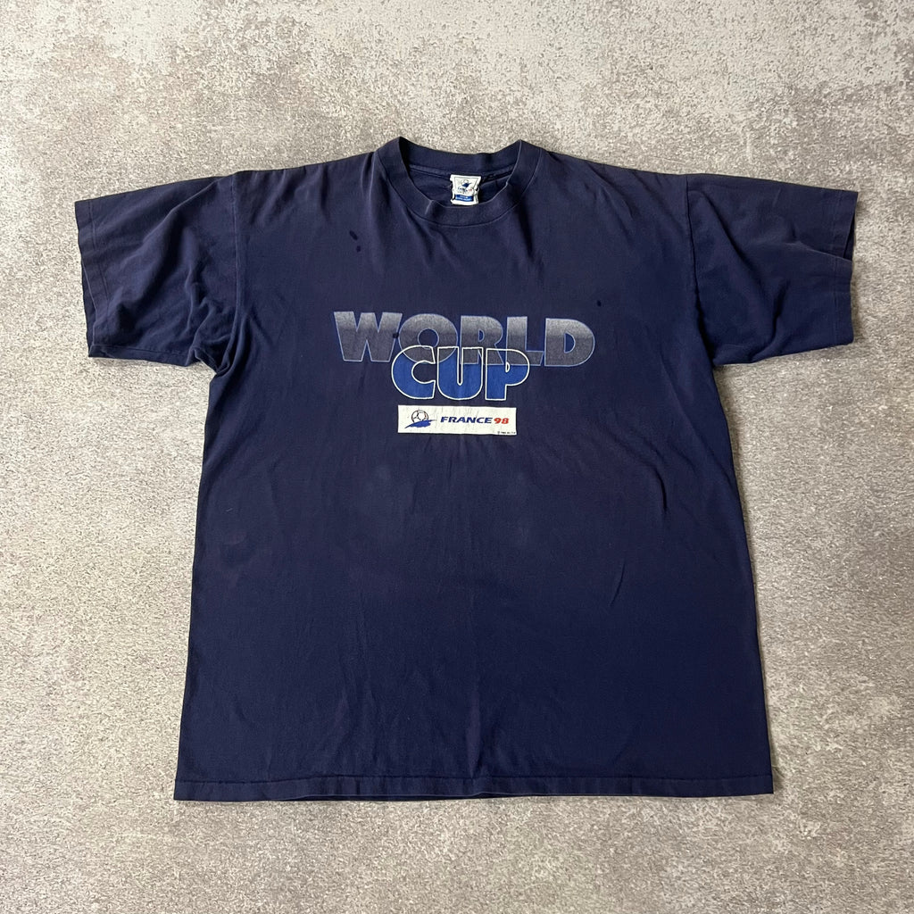 90s World Cup, France France98 Blue Sun Faded Tee XL