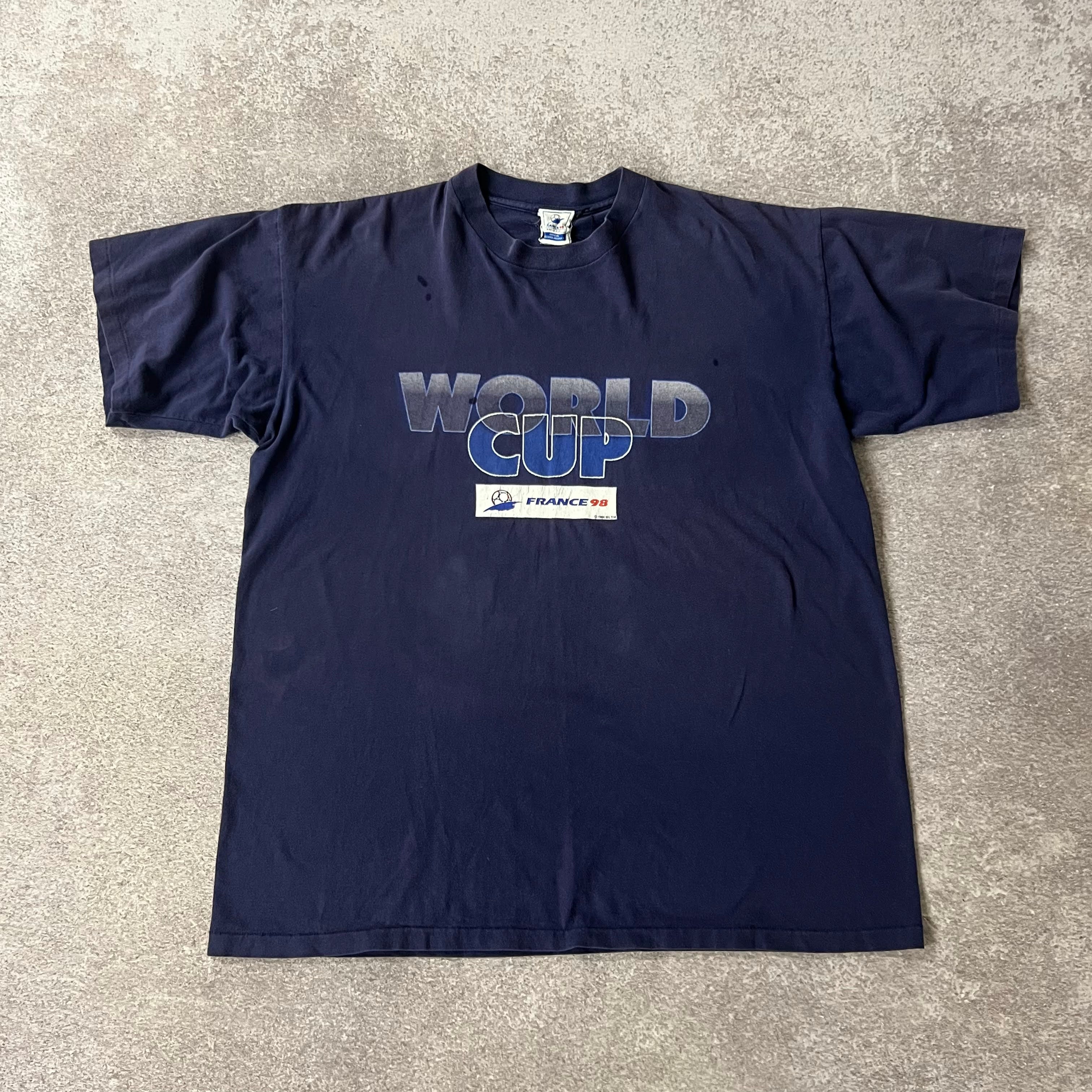 90s World Cup, France France98 Blue Sun Faded Tee XL