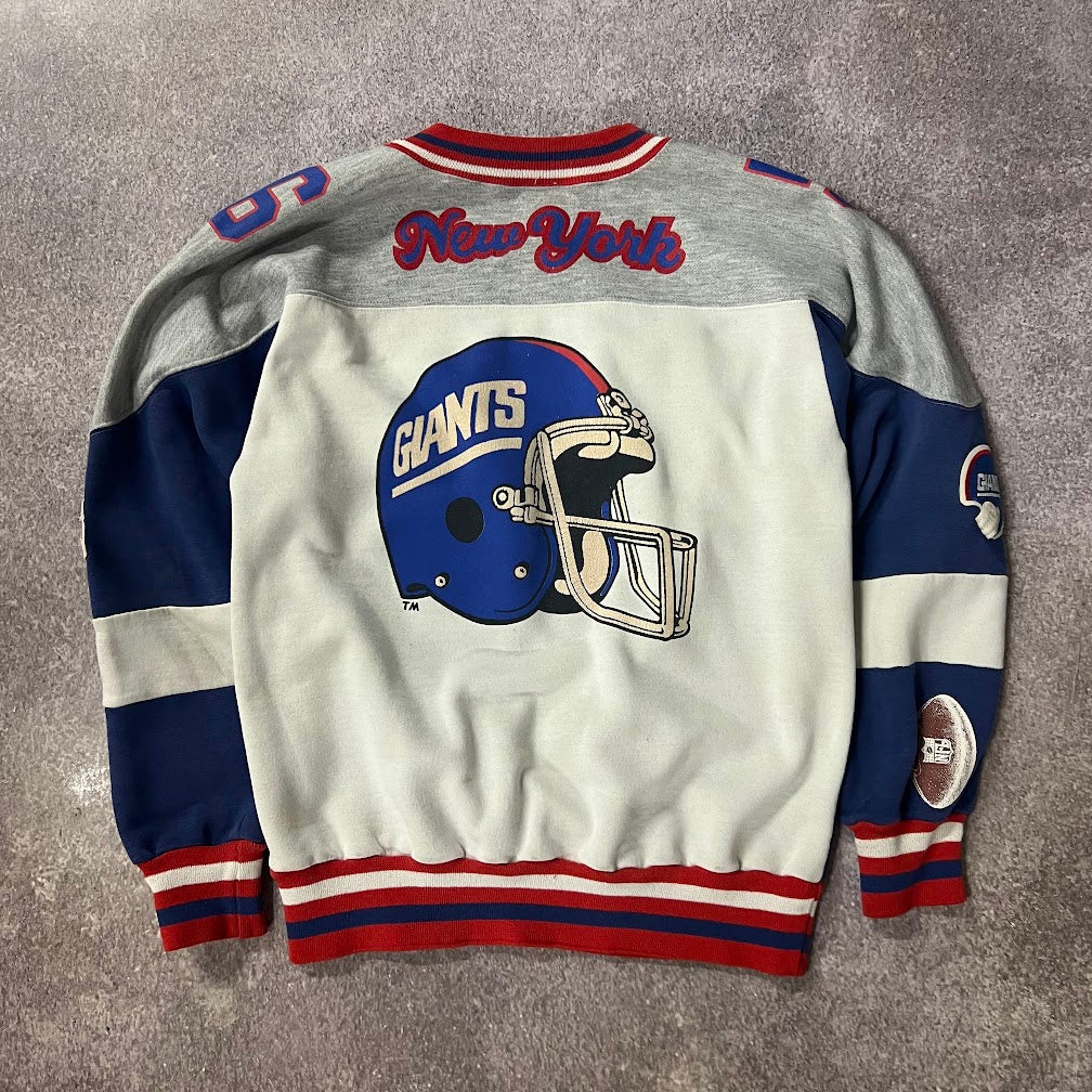 90s New York Giants NFL Champion Patchwork Embroidered Back Graphic Crewneck M