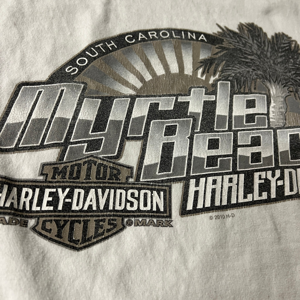 2010s Harley Davidson White Back Graphic Long Sleeve Tee L