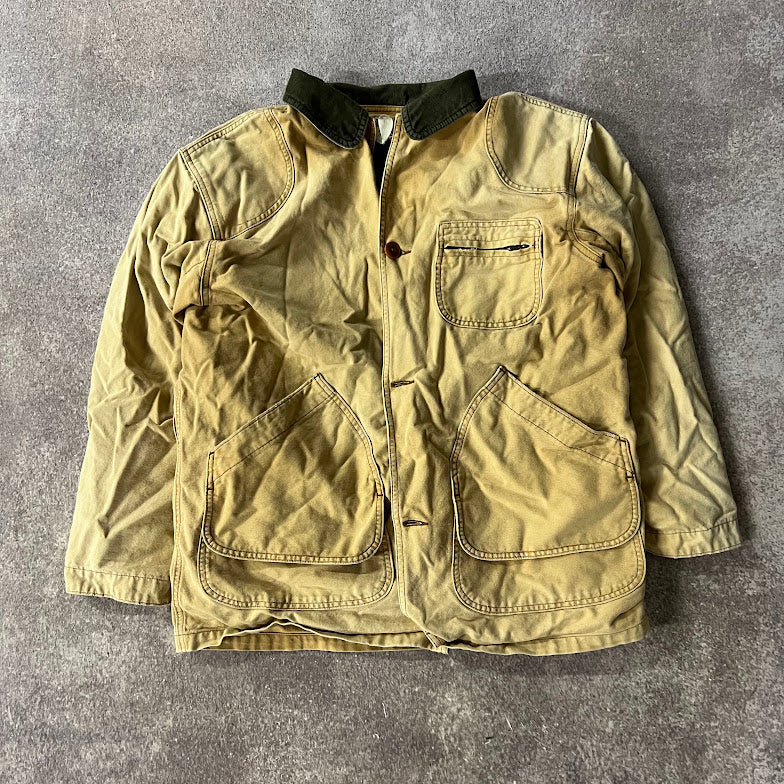 80s LL Bean Blanket Lined Workwear Outdoor Vintage Tan Jacket L
