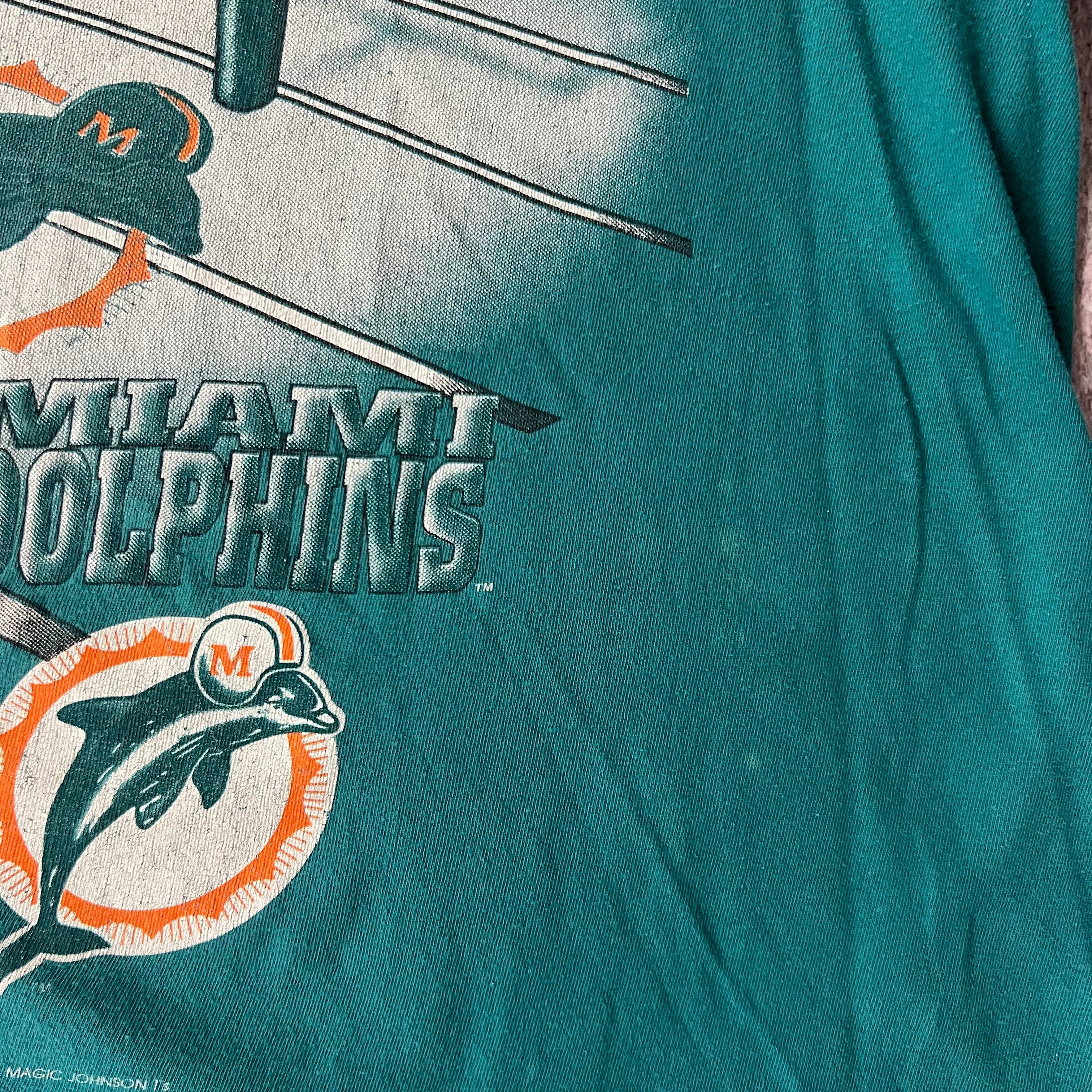 90s Miami Dolphins Magic Johnson T's Big Logo Tee XL