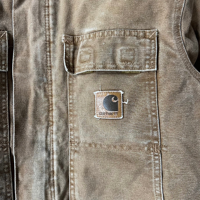 Y2K Carhartt Corduroy Collar Quilt Lined Workwear Tan Jacket M