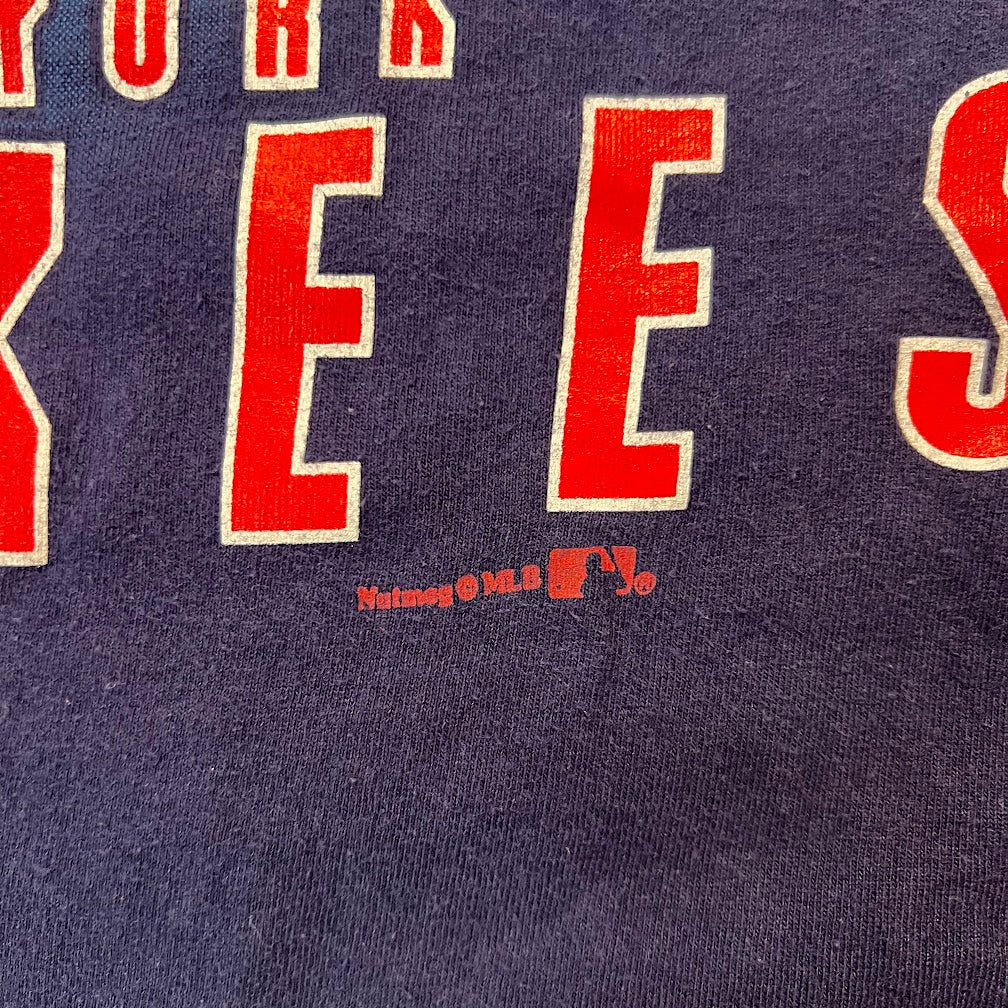 90s New York Yankees MLB Nutmeg Mills Big Logo Single Stitch Tee L