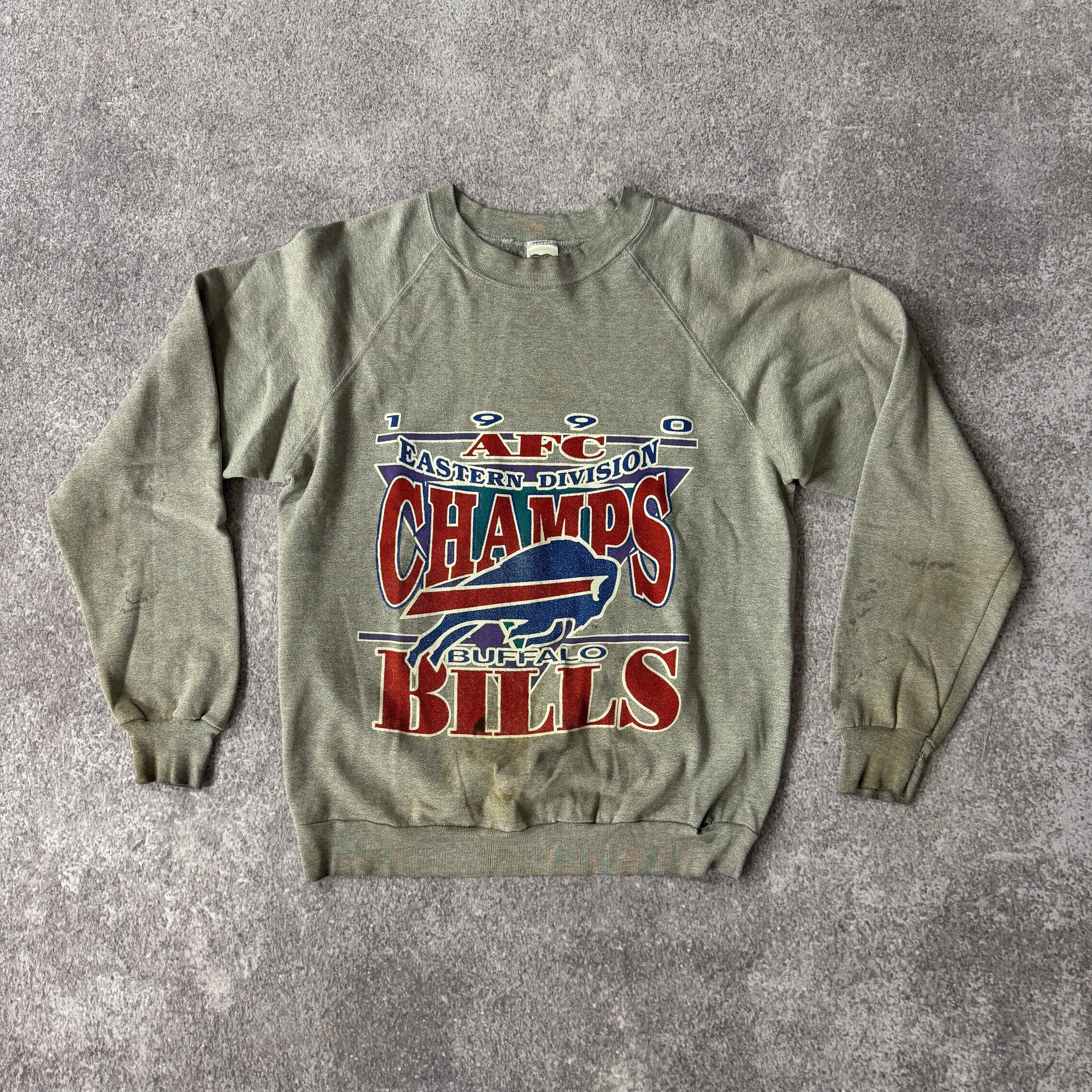 90s Buffalo Bills Trench Big Logo Crewneck M
