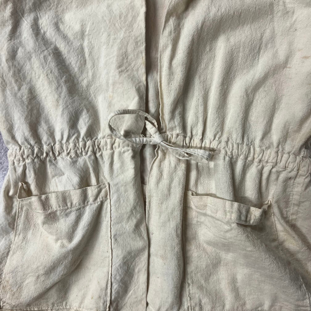 Upcycled Handmade Flour Sack Linen Distressed Vintage Blouse S
