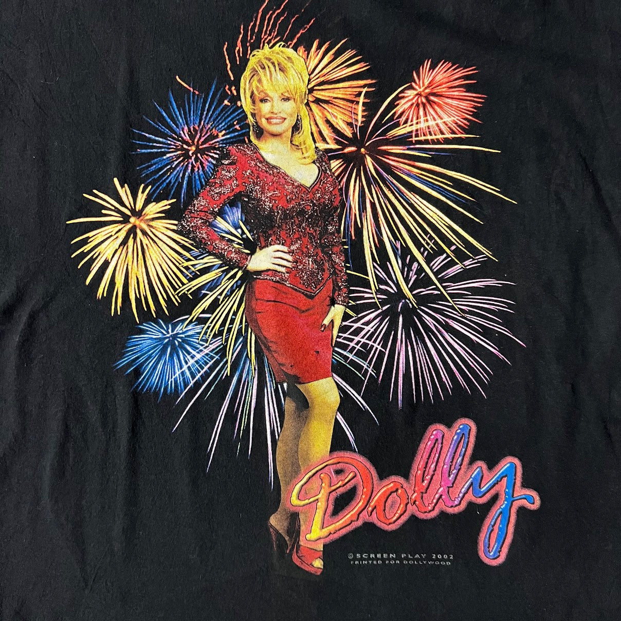 2002 Dolly Parton Dollywood Fireworks Shirt XL Delta Tour Tee Y2K Screen Play