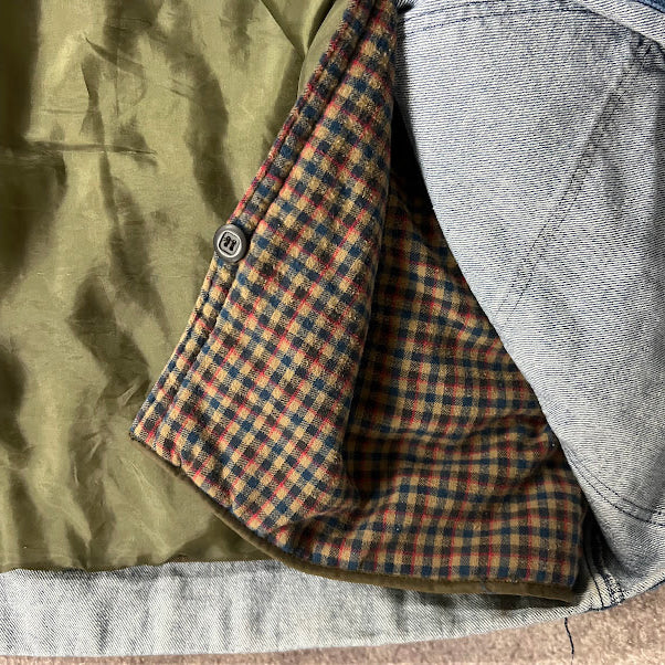 VTG 90s LL Bean Denim Barn Coat Jacket Corduroy Collar Workwear Mens XXL