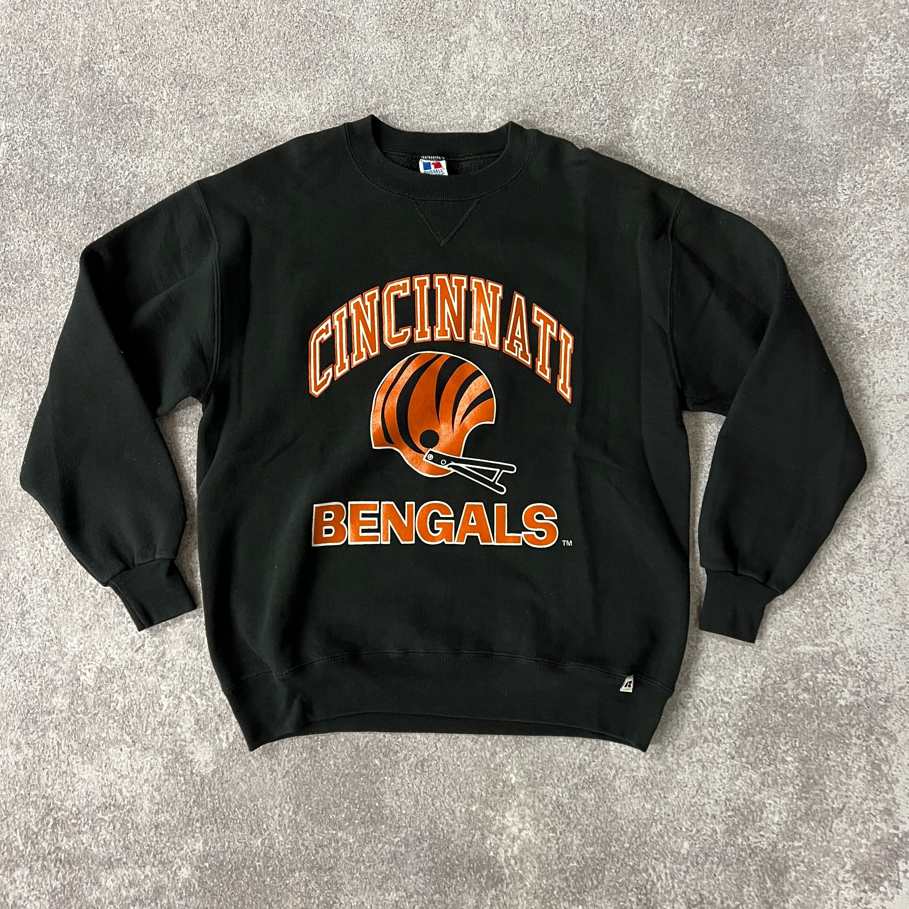 90s Cincinnati Bengals Russell Athletic Cracked Print Crewneck XL