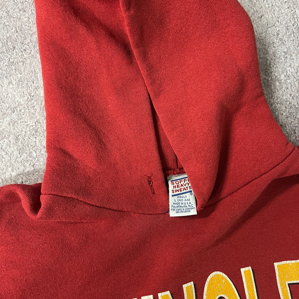 90s Soffe Heavy Sweats Red Big Logo Hoodie L
