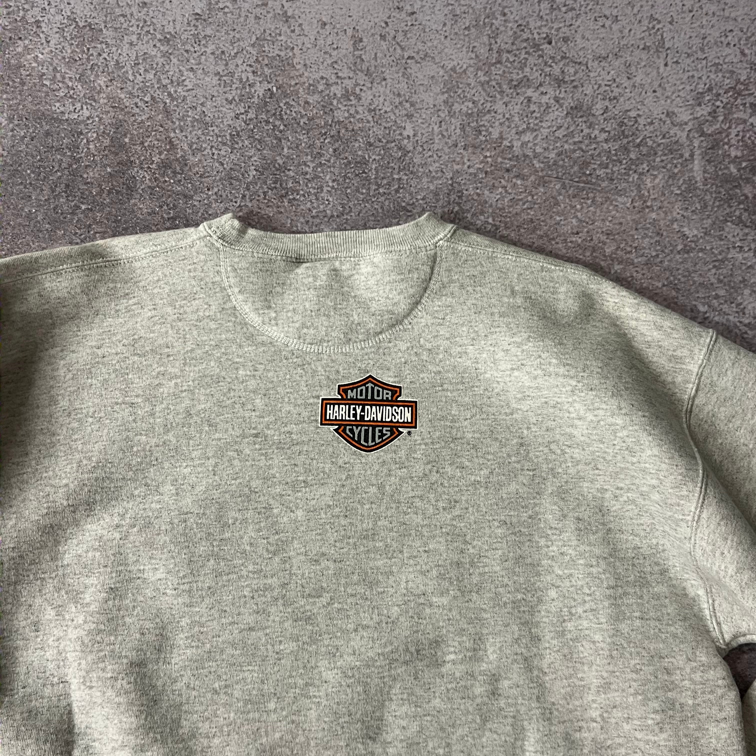 90s Harley Davidson Gray Worn In Crewneck XL