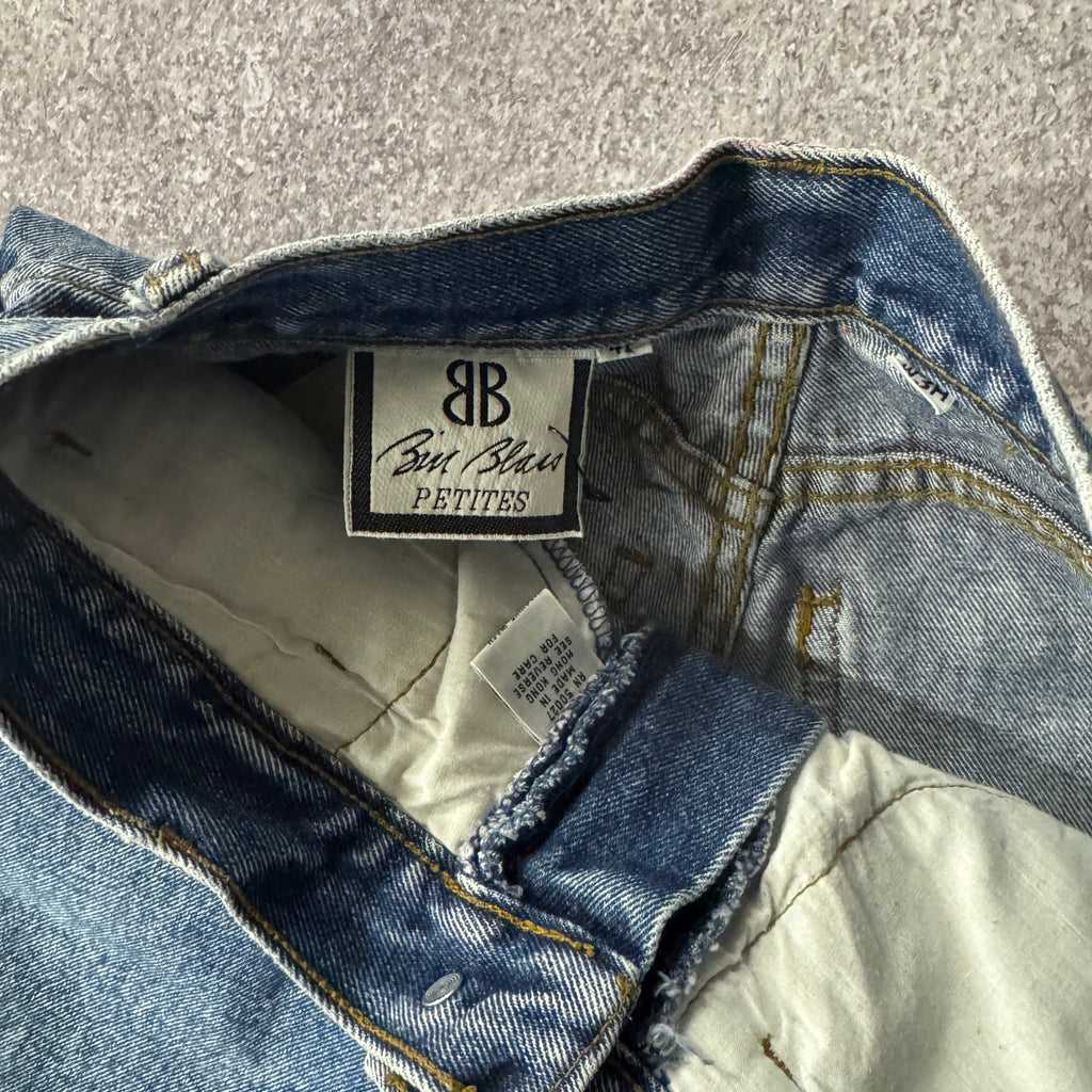 90s Bill Blass Petites Denim Shorts Blue Embroidered Size 4P